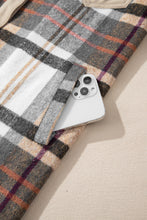 Load image into Gallery viewer, Khaki Plaid Patchwork Long Sleeve Shirt Mini Dress