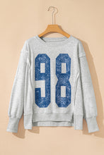 Load image into Gallery viewer, Light Grey Faded Varsity Print Loose Pullover Top
