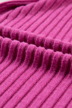 Load image into Gallery viewer, Rose Red Solid Color Ribbed Short Sleeve Wide Leg Jumpsuit