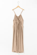Load image into Gallery viewer, Apricot Spaghetti Straps Waist Tie Wide Leg Jumpsuit with Pockets