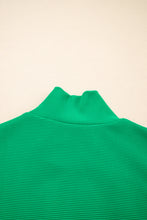 Load image into Gallery viewer, Bright Green Textured Short Sleeve Half Zip Drawstring Waist Romper