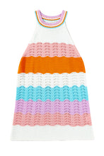 Load image into Gallery viewer, Multicolour Wavy Striped Print Textured Knit Sleeveless Sweater Top