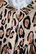 Cargar imagen en el visor de la galería, Light French Beige Oversized Leopard Print Balloon Sleeve Casual Shirt