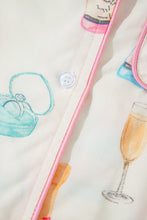 Cargar imagen en el visor de la galería, White Christmas Wine Glass Print Bow Knot Two Piece Pajama Set