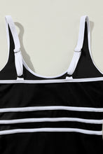 Load image into Gallery viewer, Black Contrast Trim Colorblock U Neck One Piece Swimwear