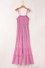 Cargar imagen en el visor de la galería, Phalaenopsis Thin Straps Smocked Bodice Wide Leg Floral Jumpsuit