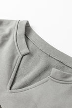 Cargar imagen en el visor de la galería, Medium Grey Sequin Happy Halloween Graphic Notched Neck Long Sleeve Loose Top