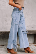 Load image into Gallery viewer, Beau Blue Bowknot Decor Boyfriend Cargo Jeans
