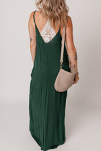 Load image into Gallery viewer, Duffel Green Spaghetti Straps Pocketed Slouchy Maxi Dress