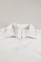 Load image into Gallery viewer, Beige Plus Size Textured Collared Top and Pants Set