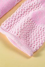 Load image into Gallery viewer, Light Pink Big Flower Hollowed Knit Drop Shoulder Sweater