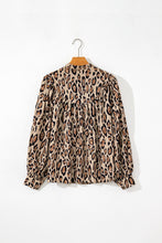Cargar imagen en el visor de la galería, Light French Beige Oversized Leopard Print Balloon Sleeve Casual Shirt