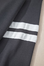 Load image into Gallery viewer, Dark Grey Varsity Striped Detail Drop Shoulder Oversized Sweatshirt