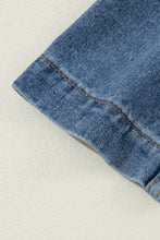 Load image into Gallery viewer, Sail Blue Side Pockets Lapel Collar Denim Jacket