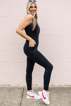 Load image into Gallery viewer, Black High Waist Backless Side Pockets Sports Jumpsuit
