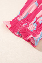 Load image into Gallery viewer, Rose Abstract Print Smocked Puff Sleeve V Neck Blouse