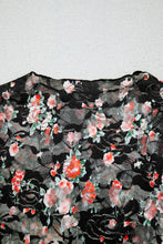 Load image into Gallery viewer, Black Floral Mesh Sheer Long Sleeve Top