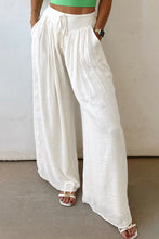 Load image into Gallery viewer, White Solid Drop Waist Pleated Wide Leg Casual Pants