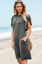 Load image into Gallery viewer, Black Textured Ruffled Flutter Sleeve Mini Dress