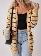 Cargar imagen en el visor de la galería, Beige Striped Pom Pom Knit Open Front Long Cardigan