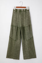 Load image into Gallery viewer, Vineyard Green Mineral Wash Tiered Wide Leg Patchwork Drawstring Pants