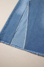 Load image into Gallery viewer, Light Blue Frayed Slit Asymmetric Denim Midi Skirt
