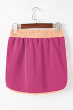 Cargar imagen en el visor de la galería, Rose Red Color Contrast Loose Pullover and Lace-up Waist Skort Set