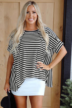 Load image into Gallery viewer, Black Stripe Batwing Sleeve Crewneck Oversized Top