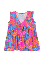 Cargar imagen en el visor de la galería, Rose Red Boho Pattern Print Flounce V Neck Tank Top