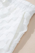 Load image into Gallery viewer, White Textured Split Neck Top and Drawstring Shorts Set