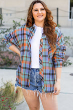 Load image into Gallery viewer, Orange Plus Size Plaid Print Buttoned Shirt