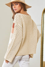 Cargar imagen en el visor de la galería, Apricot Pointelle Knit Colorblock Baggy Sweater