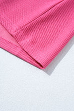 Cargar imagen en el visor de la galería, Bright Pink Floral Patchwork Flounce Sleeve Rib Knit Plus Top