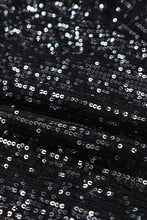 Cargar imagen en el visor de la galería, Black Sequin Straight Leg High Waist Casual Shorts