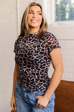 Load image into Gallery viewer, Khaki Leopard Print Sheer Mesh Short Sleeve Top