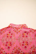 Cargar imagen en el visor de la galería, Rose Red Floral Print Wide Short Sleeve Loose Shirt
