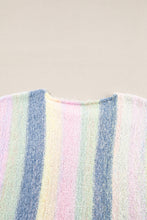 Load image into Gallery viewer, Purple Color Block Fringed Drop Shoulder Tunic Sweater