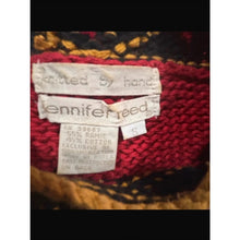 Cargar imagen en el visor de la galería, Vintage VTG 80s Western Cowgirl Aztec Tribal Red Geometric Knit Sweater