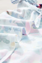 Cargar imagen en el visor de la galería, Light Blue Floral Print Striped Ruffled Sleeve Blouse