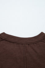 Load image into Gallery viewer, Dark Brown Sheer Lace Patchwork Casual Long Sleeve Tee