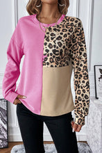 Load image into Gallery viewer, Pink Leopard Colorblock Waffle Knit Top