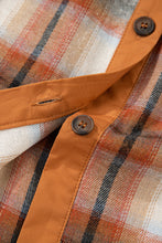 Load image into Gallery viewer, Khaki Plaid Color Block Patchwork Ruffle Hem Tunic Shirt Dress