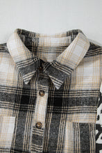 Load image into Gallery viewer, Black Plus Size Plaid Leopard Printed Patchwork Button Up Shacket