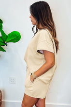 Load image into Gallery viewer, Gray 2pcs Solid Textured Drawstring Shorts Set