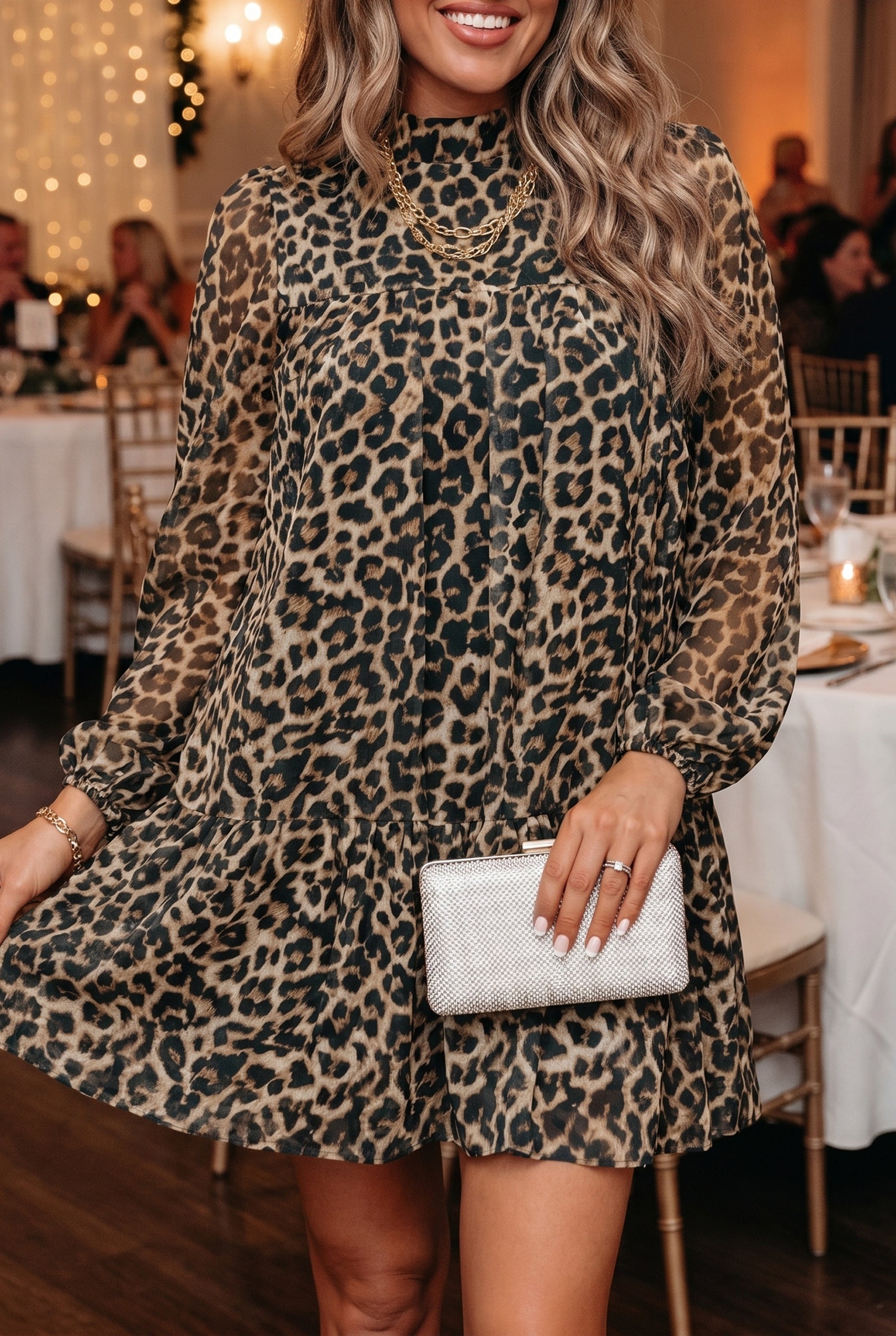 leopard dress long sleeve Brown Print Short Shift – The Concrete Rose Boutique XO ZAPAKA Women Gold Bodycon Ethically handmade in Portugal. Fabric:Jardin Fil Coupe glam