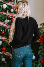 Load image into Gallery viewer, Black Holly Jolly Round Neck Casual Sweater
