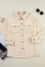 Load image into Gallery viewer, Oatmeal Corduroy Flap Pocket Button Up Shacket