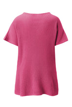 Load image into Gallery viewer, Rose Red Short Sleeve Side Slit Oversized Sweater