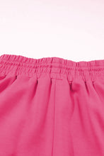 Cargar imagen en el visor de la galería, Rose Red Terry Knit Drawstring Smocked Waist Wide Leg Sweatpants