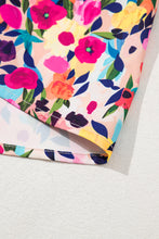 Cargar imagen en el visor de la galería, Pink Floral Puff Short Sleeve V Neck Mini Dress